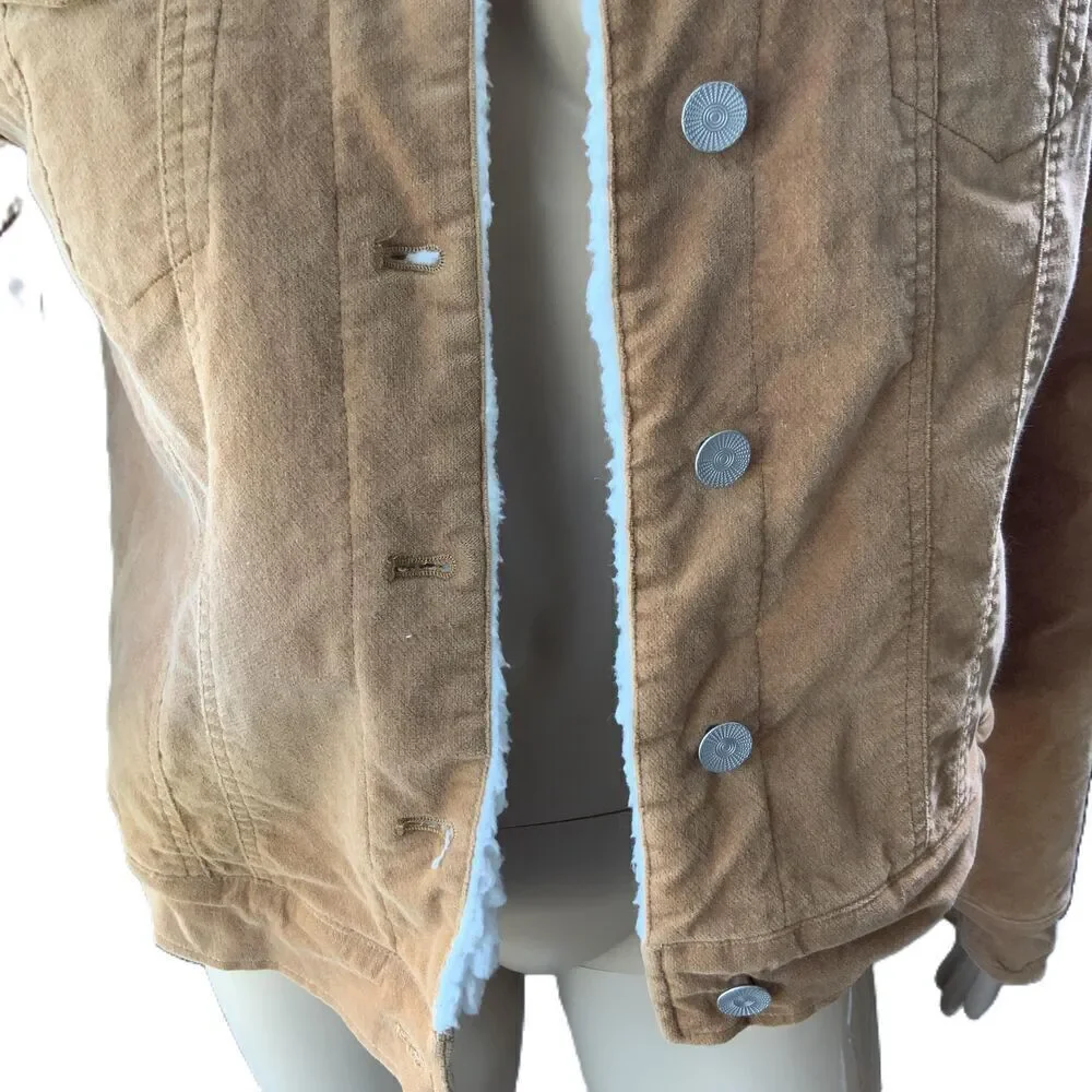 Forever 21 Tan Corduroy Sherpa Lined Trucker Jacket Size Medium‎
